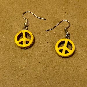 (2 for $15) Sunflower Yellow Peace Sign Earrings